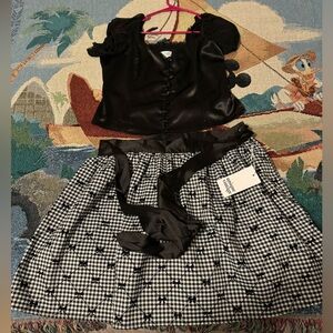 Black & White Houndstooth Bow Flare Skirt & coordinating top